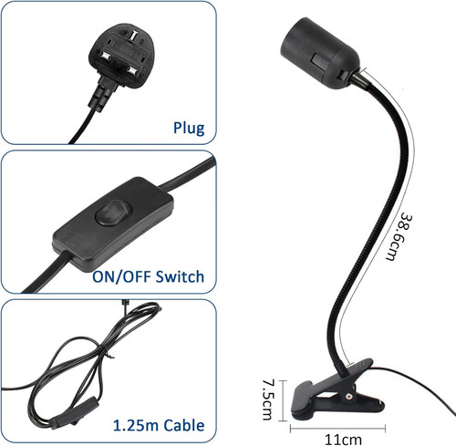 Black clip light bulb - on,